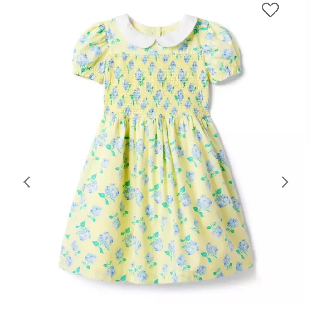 Janie and Jack Yellow Floral Smocked Dress with White Peter Pan Collar